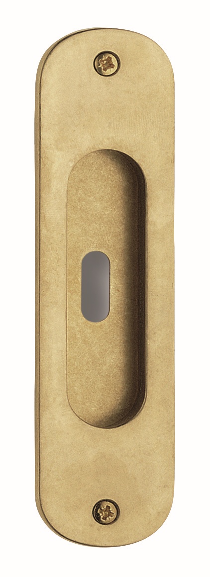 REGUITTI -  Maniglia Da Incasso ART. 520 ovale singola con foro patent - mat. OTTONE - col. 02 OTTONE LUCIDO VERNICIATO - dim. 152 X 40